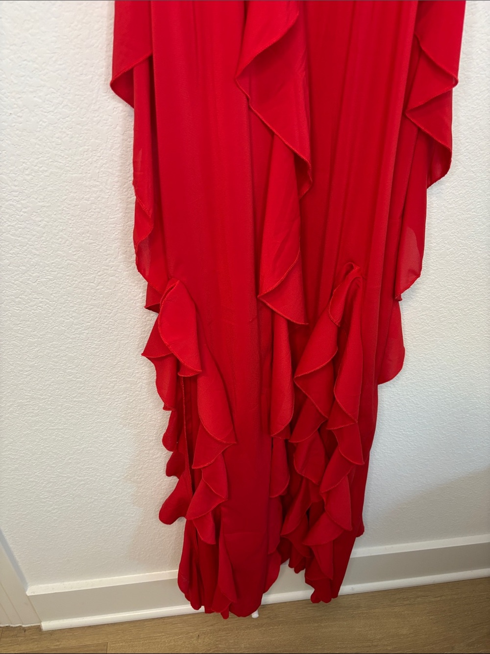 NWT PrettyLittleThing Red Ruffle Dress with Spaghetti Straps Maxi Dress 12 - Picture 8 of 12